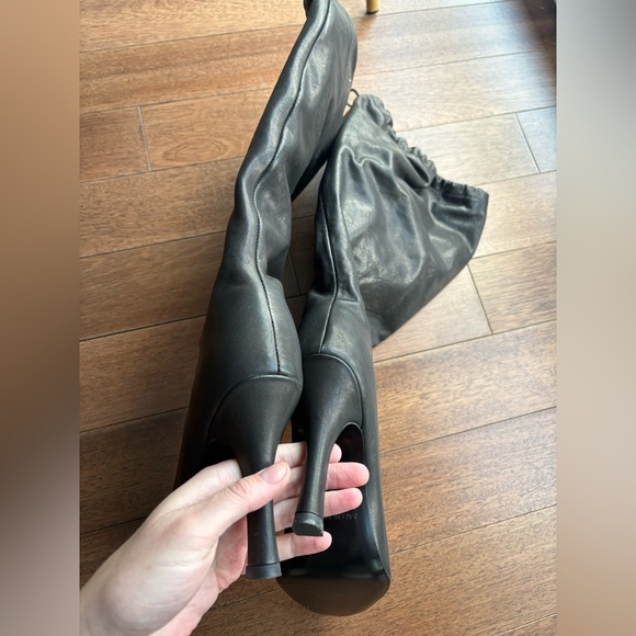 Balenciaga Boots Women's Black Falcon 105mm Leather Knee Boots EUR 39 US 9 - Picture 9 of 16